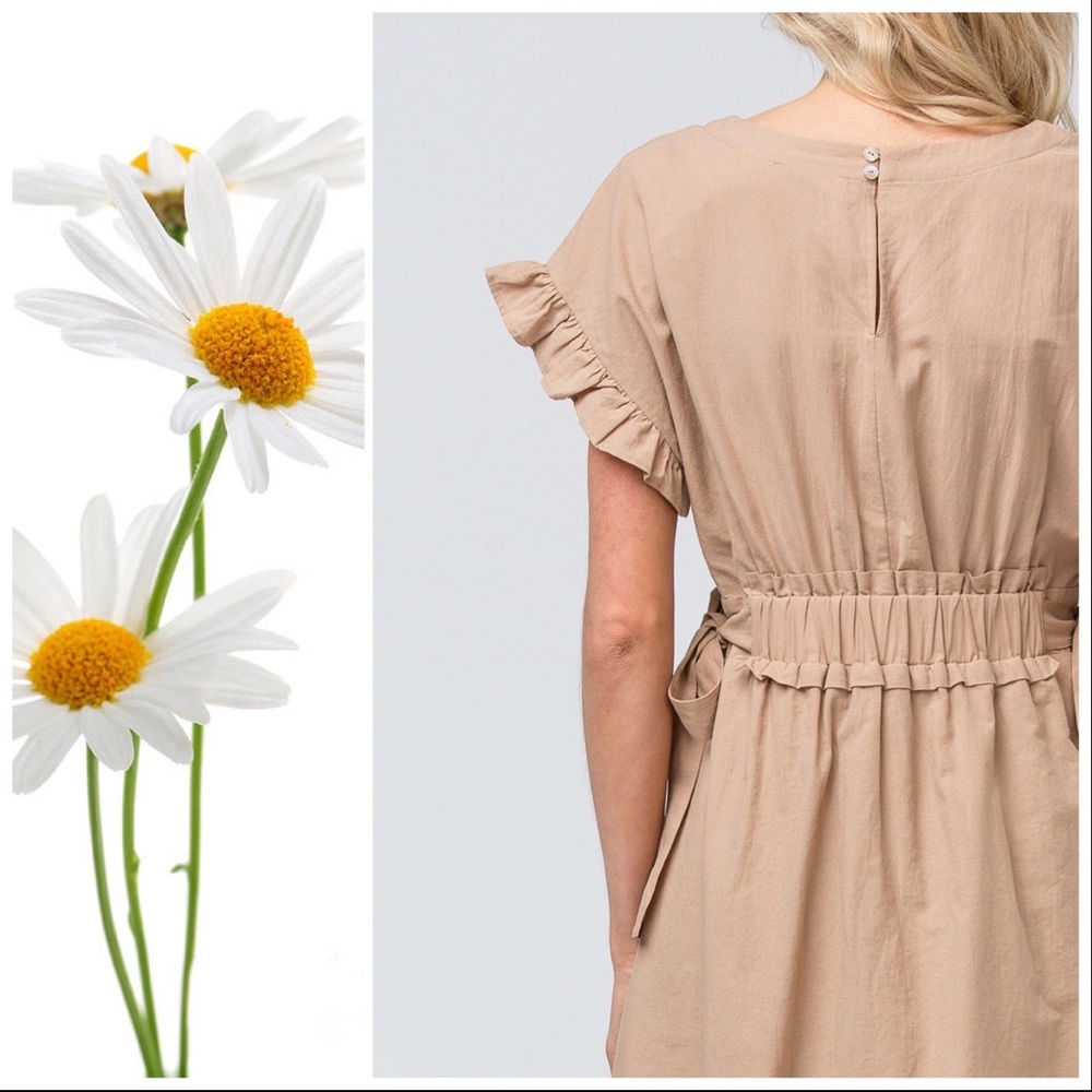 Cecilia Safari Taupe Gathered Waist Dress - Picture 5 of 6